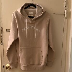 NWT Public Supply NYC  Tan Hoodie with Embroidered Saints & Sinners Size Small.